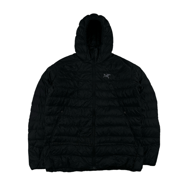 Arcteryx Black Down Filled Zipped Hooded Jacket - Large