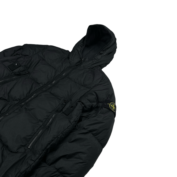 Stone Island 2021 Black Crinkle NY Down Puffer Jacket - Large