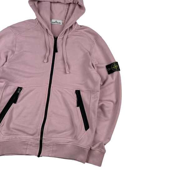Stone Island 2017 Pink Cotton Zipped Hoodie - Large