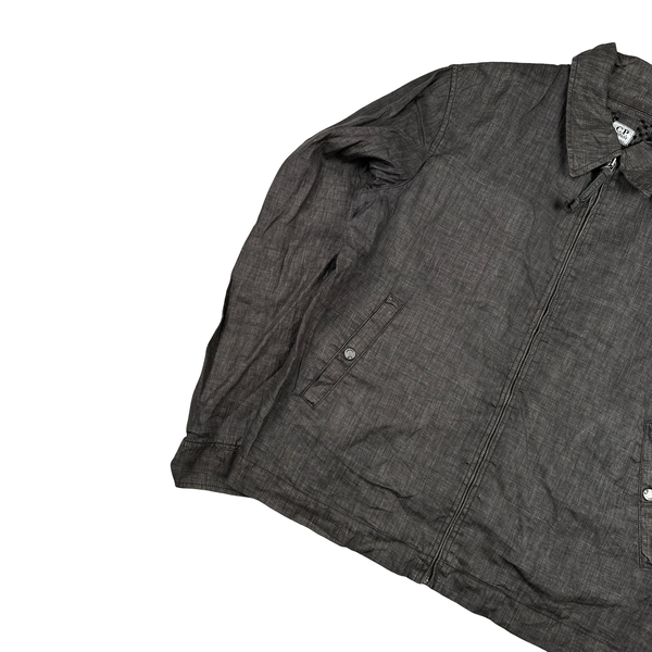 CP Company 2002 Grey Brown Zipped Cotton Overshirt - Large