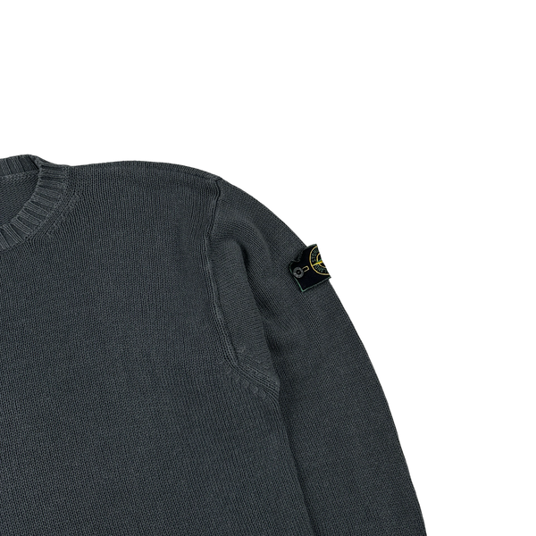 Stone Island 1999 Vintage Grey Cotton Knit Crewneck Jumper - XL