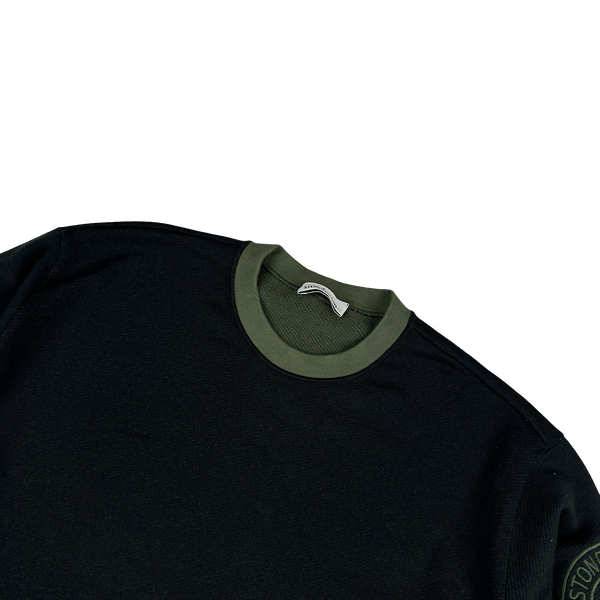 Stone Island 2021 Cotton Double Lined Ribbed Neck Embroidered Compass Jumper - XXL