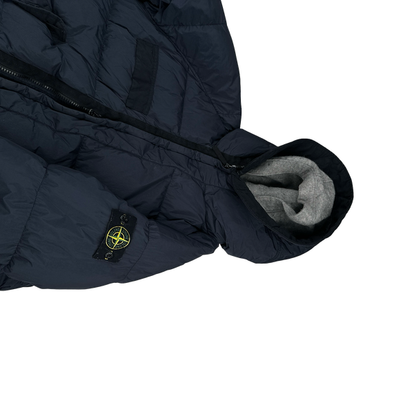 Stone Island Navy Garment Dyed Crinkle Reps Dual Wool Hood Parka Jacket - Large