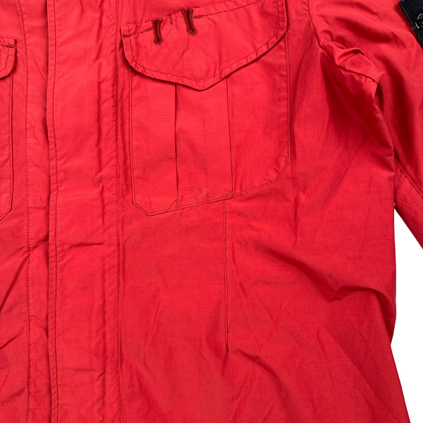 Stone Island 2008 Red Nylon Resin Coated Zipped Overshirt Jacket - Medium
