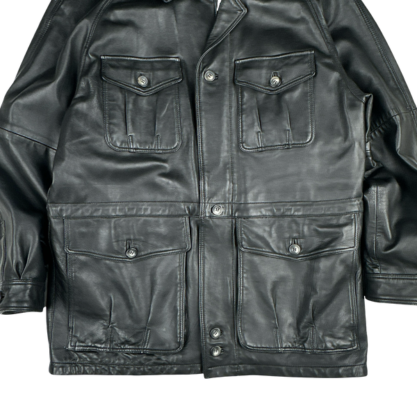 Burberry Leather Nova Check Lined Heavyweight Jacket - XL