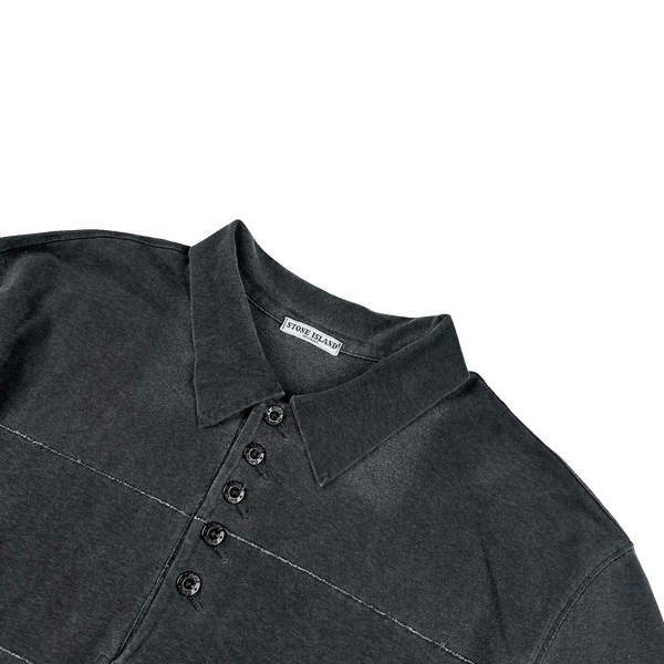 Stone Island Italy 2006 Black Vintage Spellout Cotton Polo - XL
