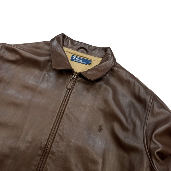 Ralph Lauren Brown Heavyweight Leather Jacket - XL