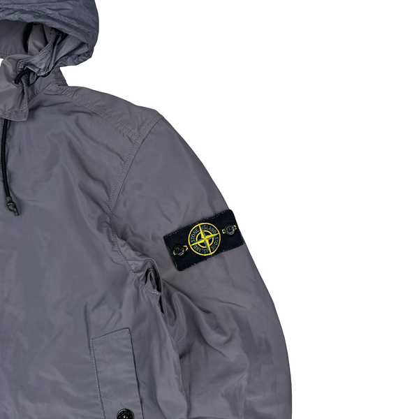 Stone Island 2021 Grey Micro Reps Nylon Hooded Jacket - Small