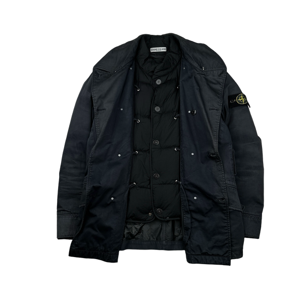 Stone Island 2010 Navy Raso Gommato Down Lined Jacket - Large
