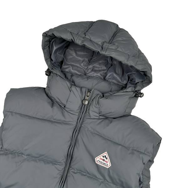 Pyrenex Grey Pure French Down Hooded Puffer Gilet Jacket - Medium