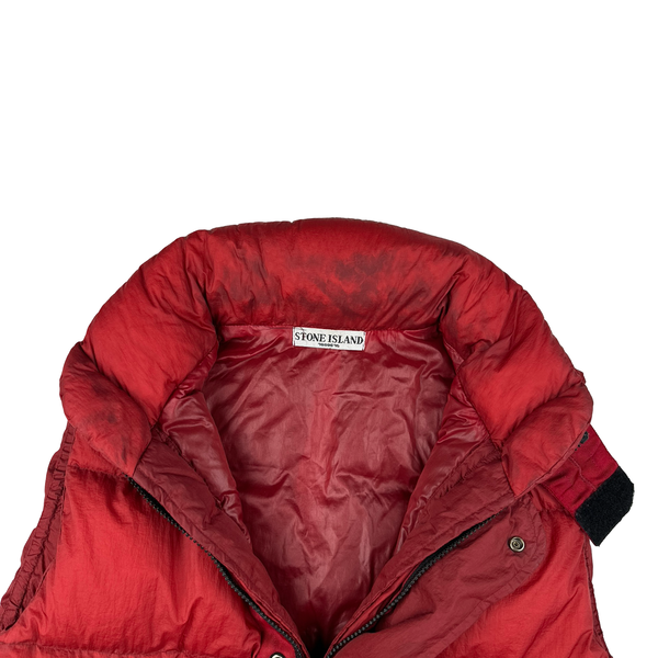 Stone Island 2009 Red Opaque Nylon Tela Down Gilet - Large