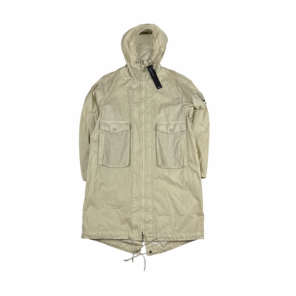 Stone Island 2019 Cream 50 Fili Resinata Ghost Piece Parka Jacket - Large