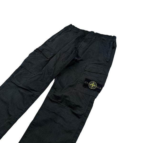 Stone Island Black RE-T Tapered Cuffed Cargos - 30"