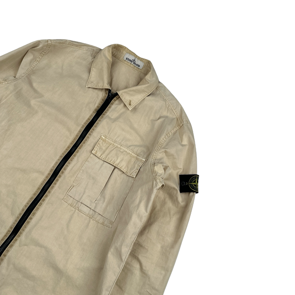 Stone Island 2019 Butter Yellow Brushed Cotton Overshirt - Large