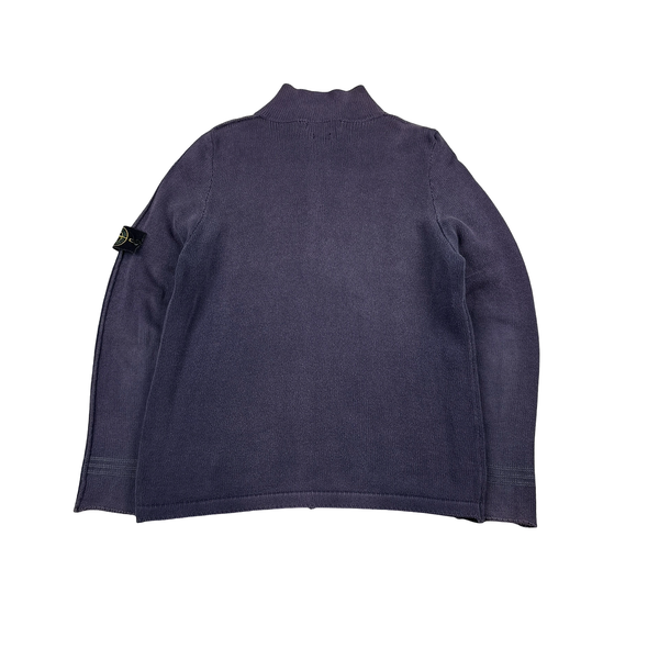 Stone Island 2001 Purple Knitted Vintage Zipped Jumper - Large