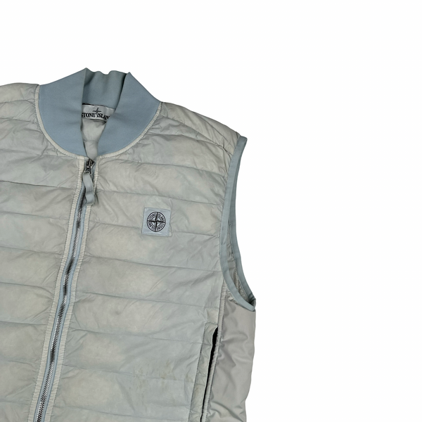 Stone Island 2019 Baby Blue Loom Woven Down Chambers Stretch Nylon TC Gilet - Medium