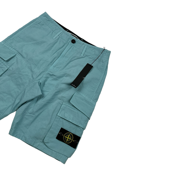 Stone Island 2022 Baby Blue Loose Fit Cargo Shorts - 29"