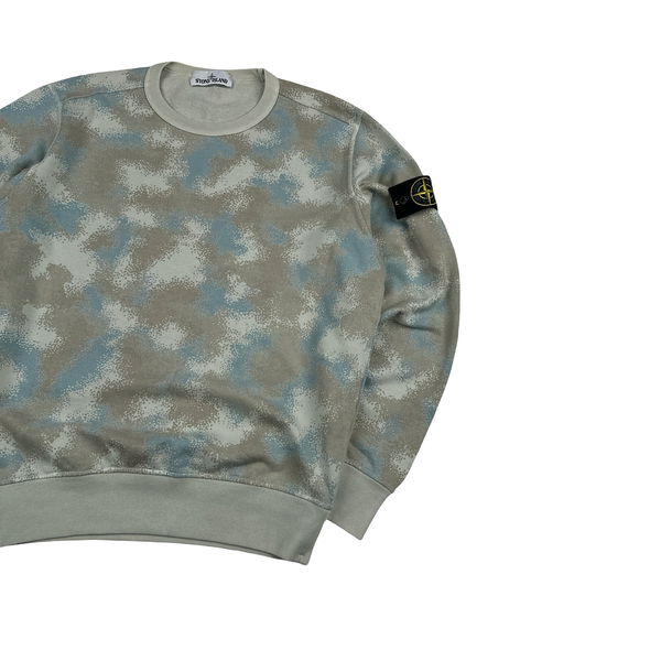 Stone Island 2020 Blue Big Loom Camo Crewneck Sweatshirt - Medium