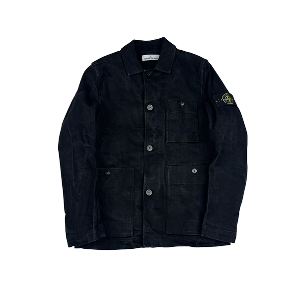 Stone Island 2015 Black Denim Buttoned Jacket - Small