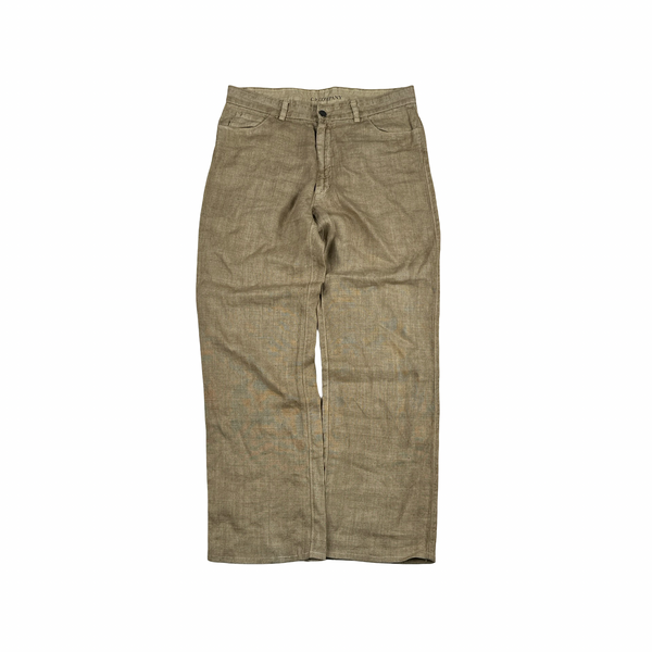 CP Company Light Brown Linen Flax Trousers - 34"