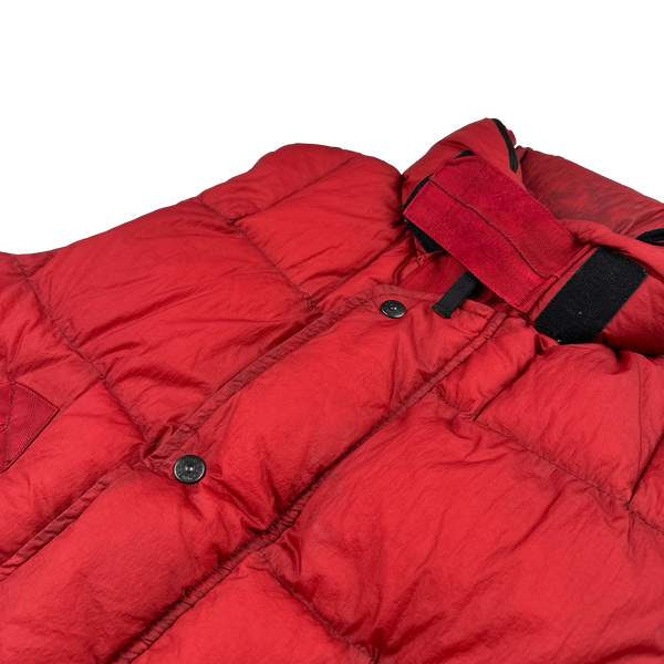Stone Island 2009 Red Opaque Nylon Tela Down Gilet - Large