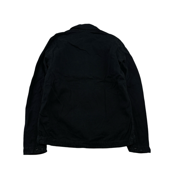Stone Island Black Cotton Canvas Patch Overshirt - Medium