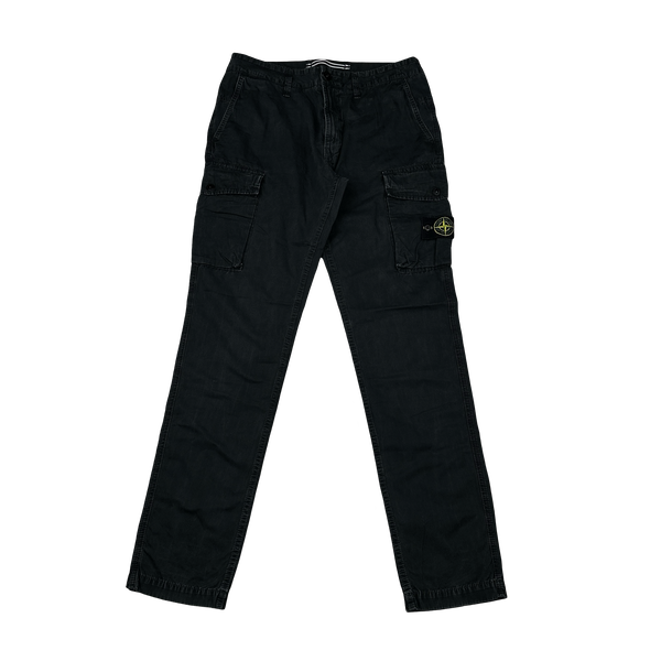 Stone Island 2021 Slim Fit Black Cargo Trousers - 32"