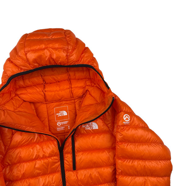 North Face Orange Breithorn Summit Series 800 Down Hooded Puffer Jacket  Medium