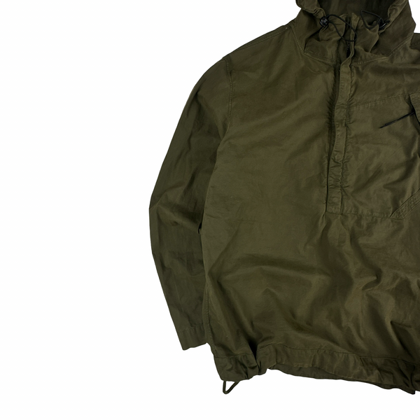 CP Company Khaki Green Quarter Zip Smock Jacket - Large