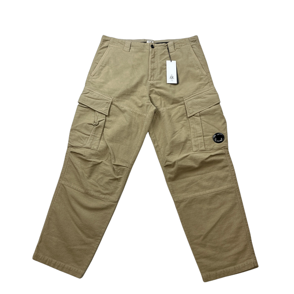CP Company Beige Lens Viewer Loose Fit Brushed Cotton Cargos - Medium & Large