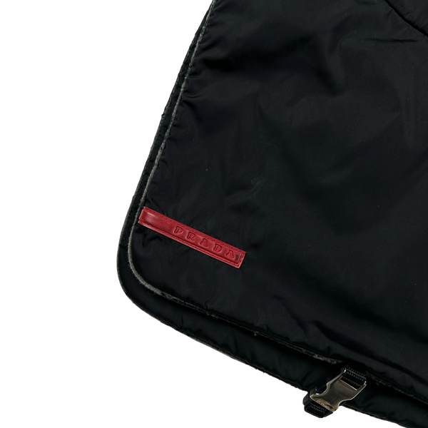 Prada Black Red Tab Nylon Adjustable Side Bag