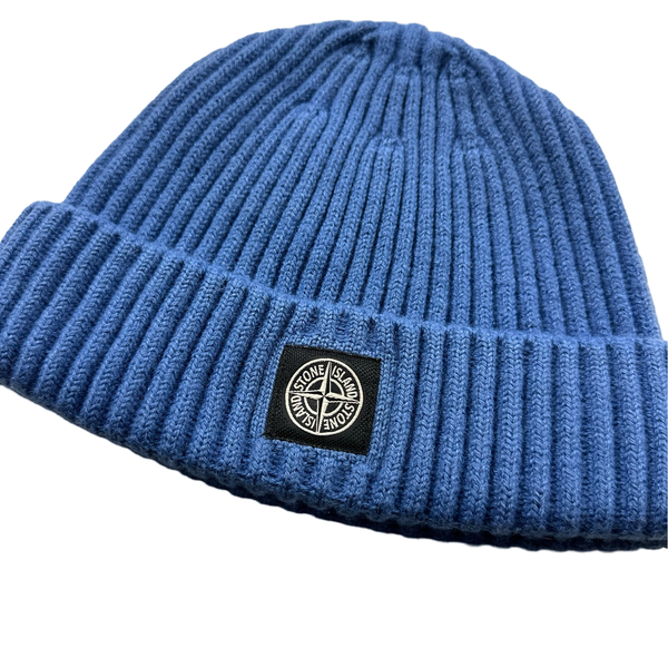 Stone Island Ribbed Wool Logo Beanie Hat