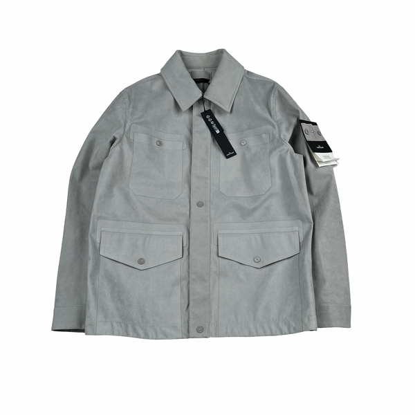 Stone Island 2025 Grey Alcantara Suede Ghost Piece Overshirt Jacket - Medium