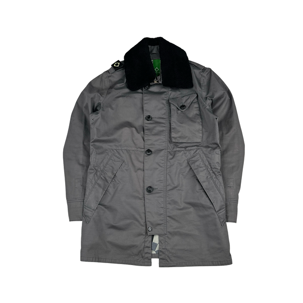 Ma Strum Grey Multi Pocket Long Lightweight Jacket - Small