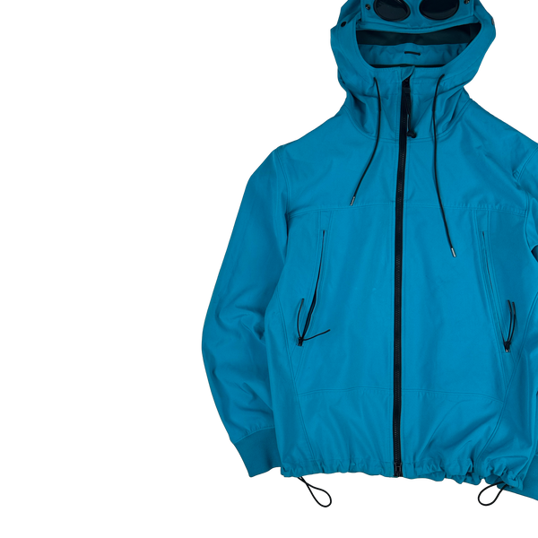 CP Company Blue Soft Shell R Goggle Hooded Zipped Jacket - XXL