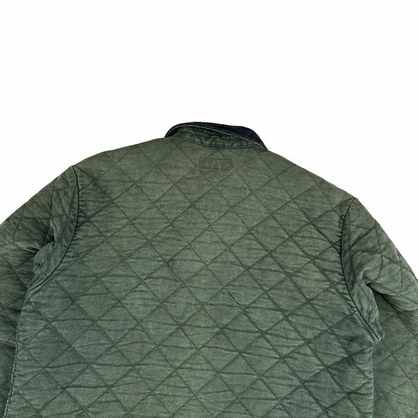 Ralph Lauren Green Washed Quilted Buttoned Jacket - Medium