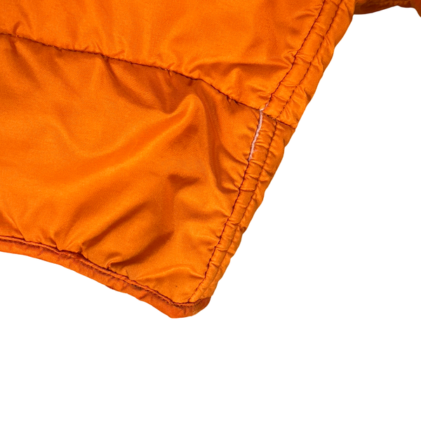 Stone Island 2004 Vintage Orange Mesh Quilted High Neck Nylon Jacket - Large