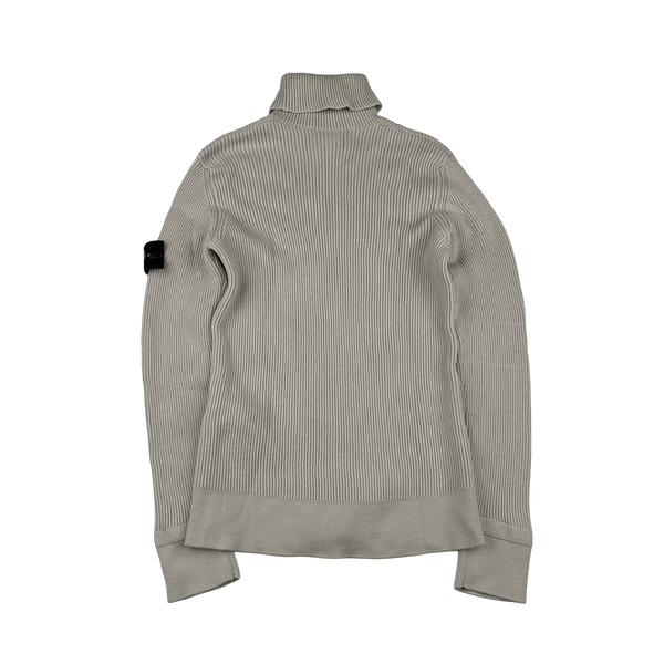 Stone Island 2023 Beige Turtle Neck Ribbed Wool Jumper - Medium