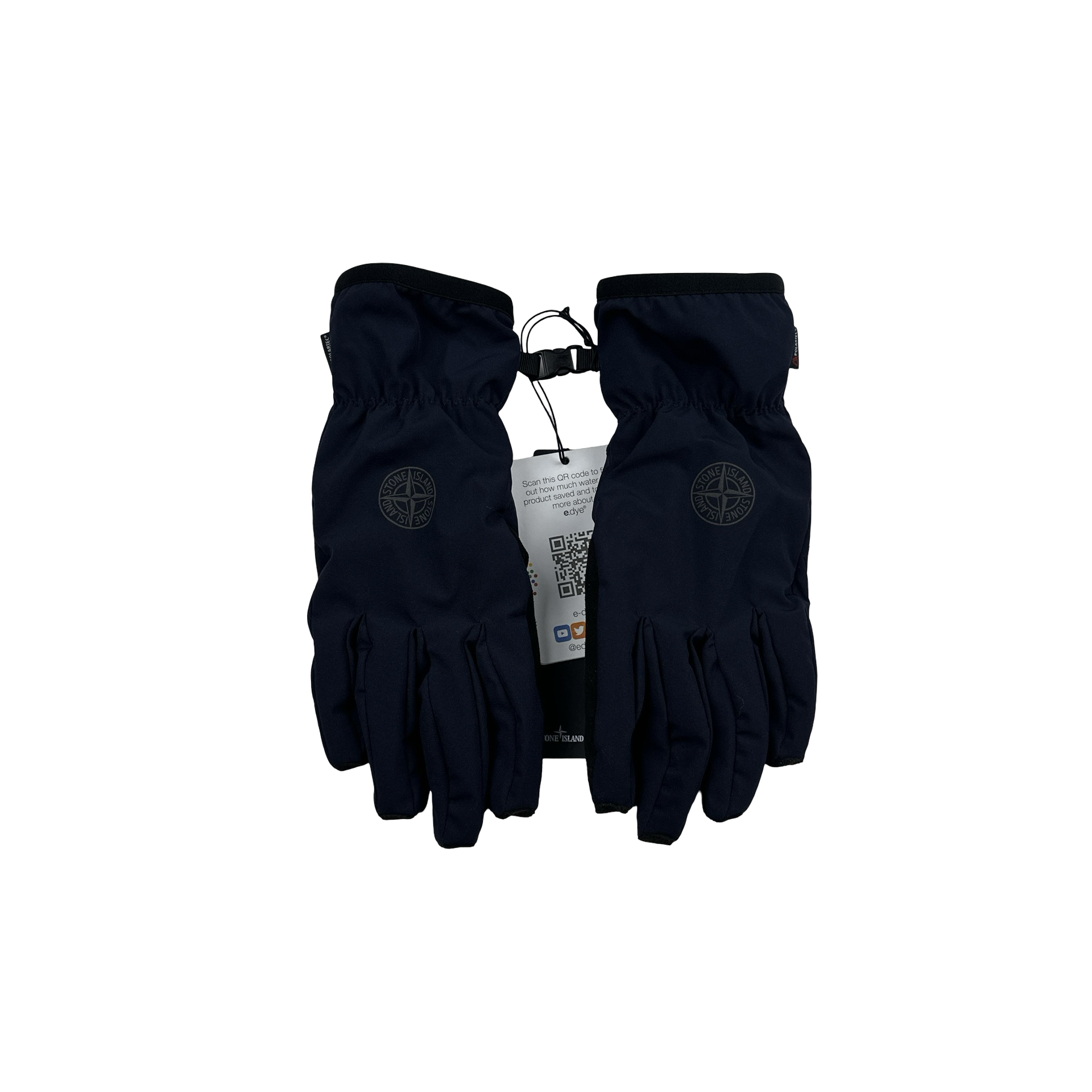 Stone Island 2021 Soft Shell Navy Reflective Logo Gloves - Large