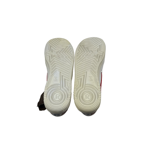 BAPE Red Star White Leather Trainers - Uk 8.5