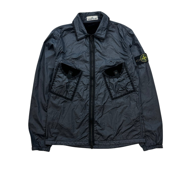 Stone Island 2020 Black Lamy Flock Zipped Overshirt Small Mat s Island