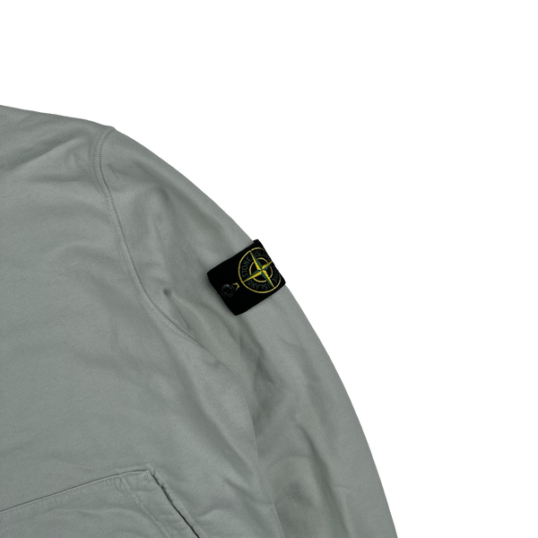 Stone Island 2022 Icy Blue Cotton Zipped Hoodie - Medium