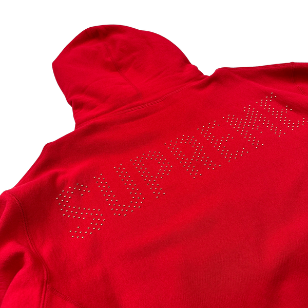 Supreme Red Studded Spellout Logo Hoodie - XL