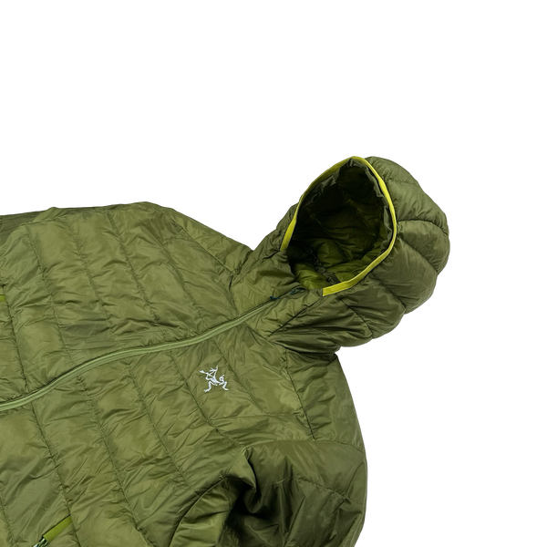 Arcteryx Green Down Filled Zipped Hooded Puffer - Medium