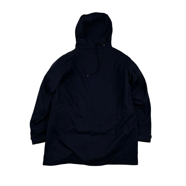 CP Company Navy Nycra Dual Layer Quilted Liner Parka Jacket - Large
