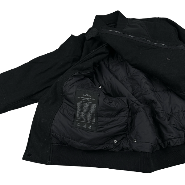 Stone Island 2019 Black Diagonal Wool Down Ghost Piece Jacket - XL