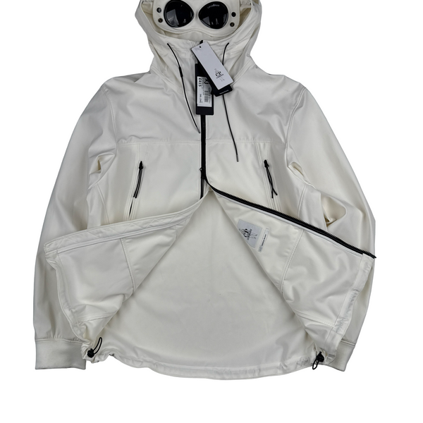 CP Company White Soft Shell R Goggle Hooded Zipped Jacket - 3XL