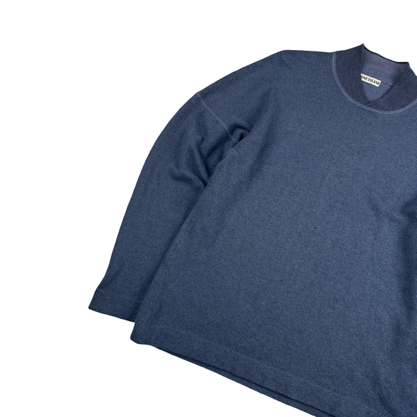 Stone Island 1987 Navy Knitted Wool Blend Spellout Vintage Pullover - Large
