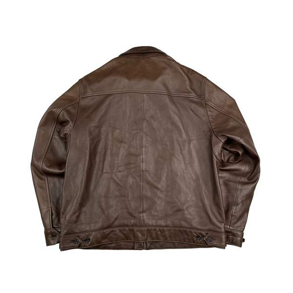 Ralph Lauren Brown Heavyweight Leather Jacket - Large