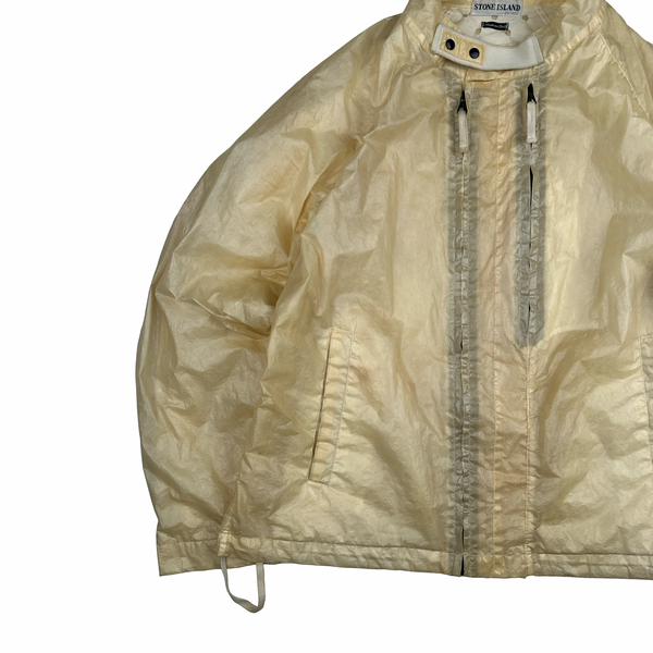 Stone Island 2001 Beige Micro Felt Transparent Laminated Web Jacket - Large